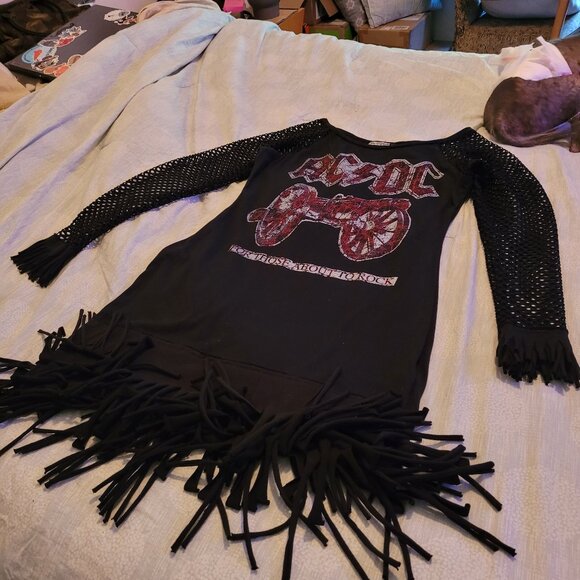 FABULOUS AC-DC ROCKER QUEEN DRESS SIZE SMALL  BLACK - Picture 1 of 6